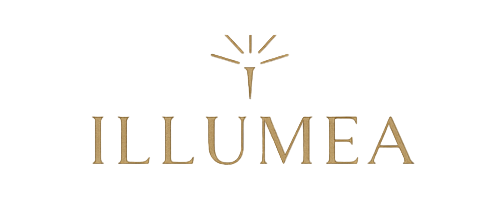 Gold 'ILLUMEA' logo on a white background